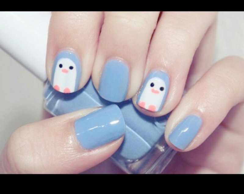 Пингвин на ногтях пошагово