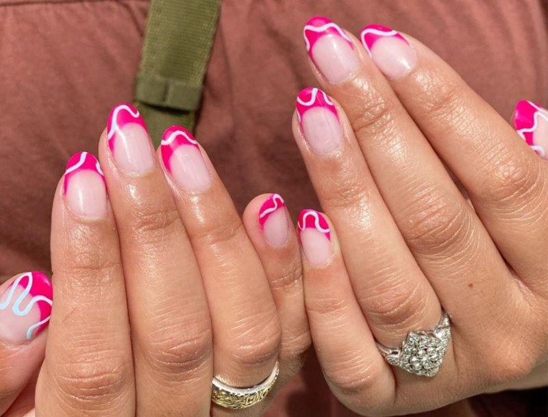 Френч на круглых ногтях