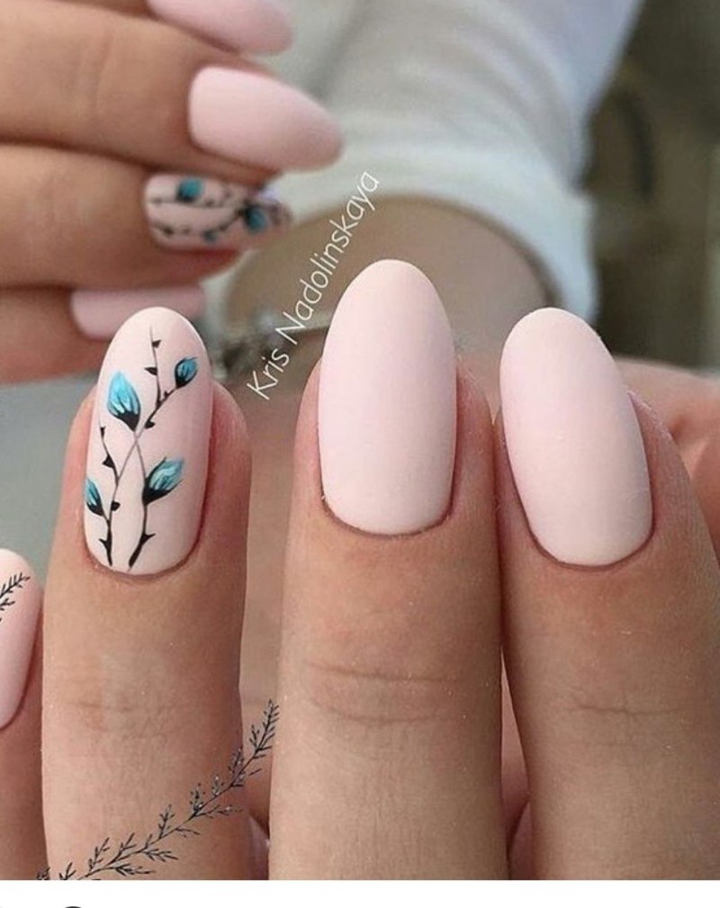 Маникюр веточки на ногтях