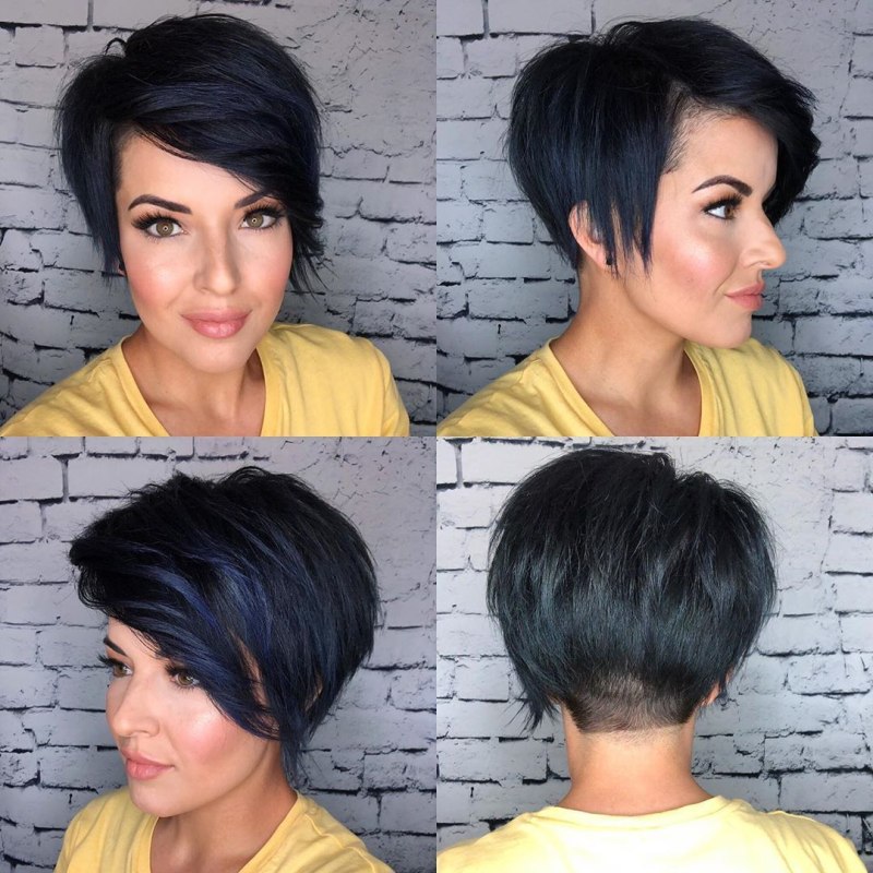 Боб асимметрия на короткие темные волосы