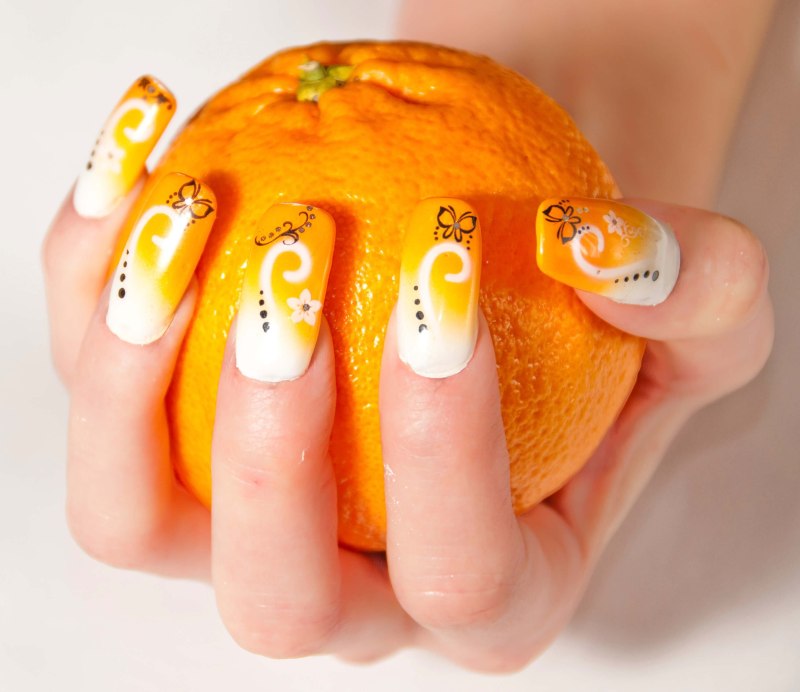 Фрукты на ногтях пошагово