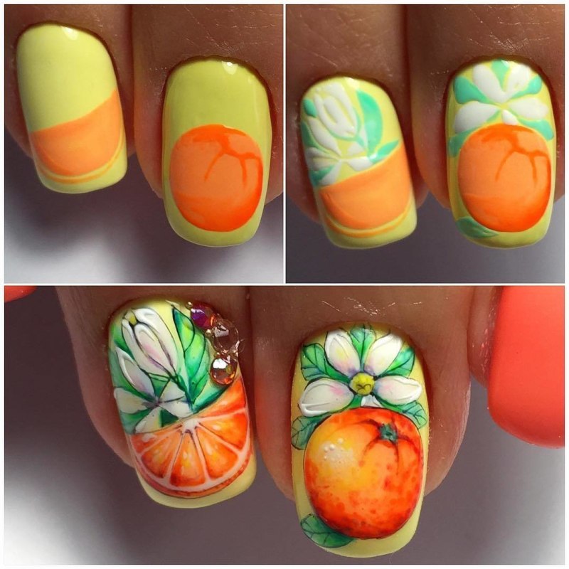 Апельсин на ногтях