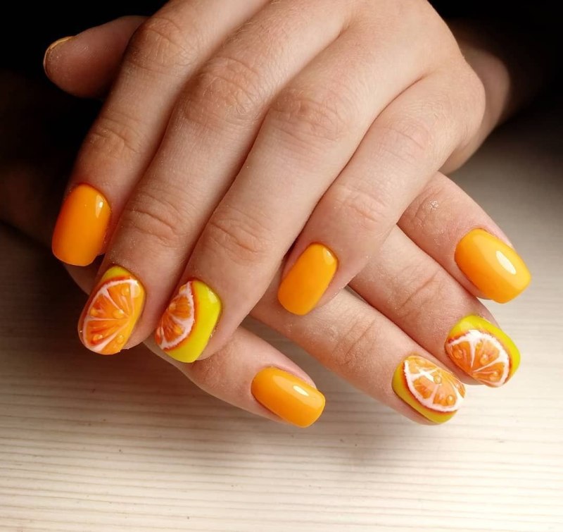 Апельсин на ногтях