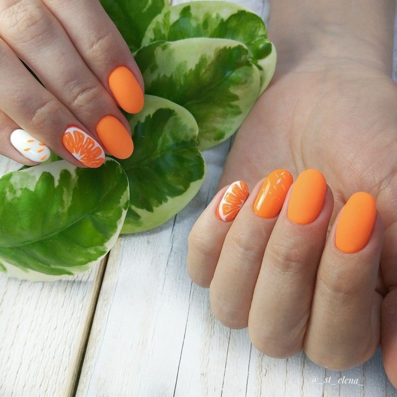 Апельсин на ногтях