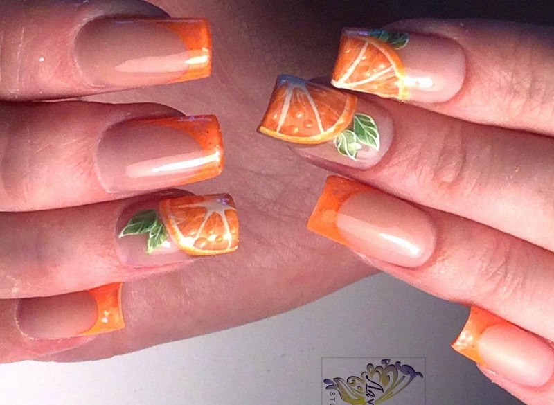 Оранжевые ногти