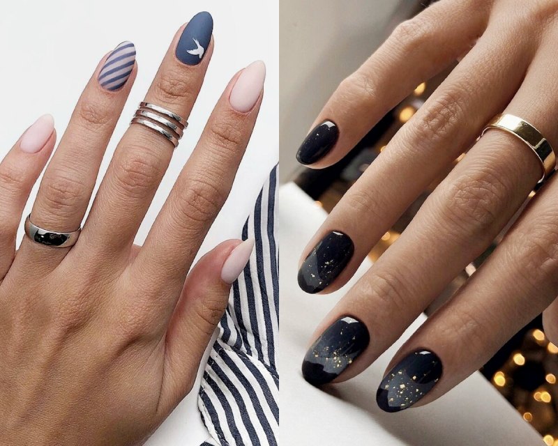 Маникюр однотонный темный