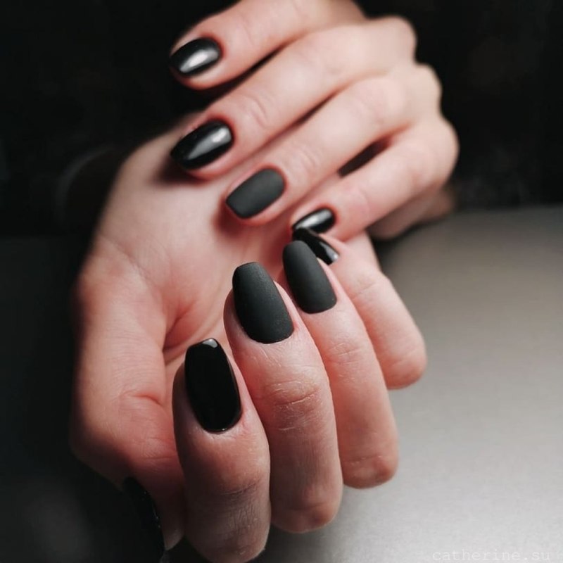 Маникюр длинный красивый черный