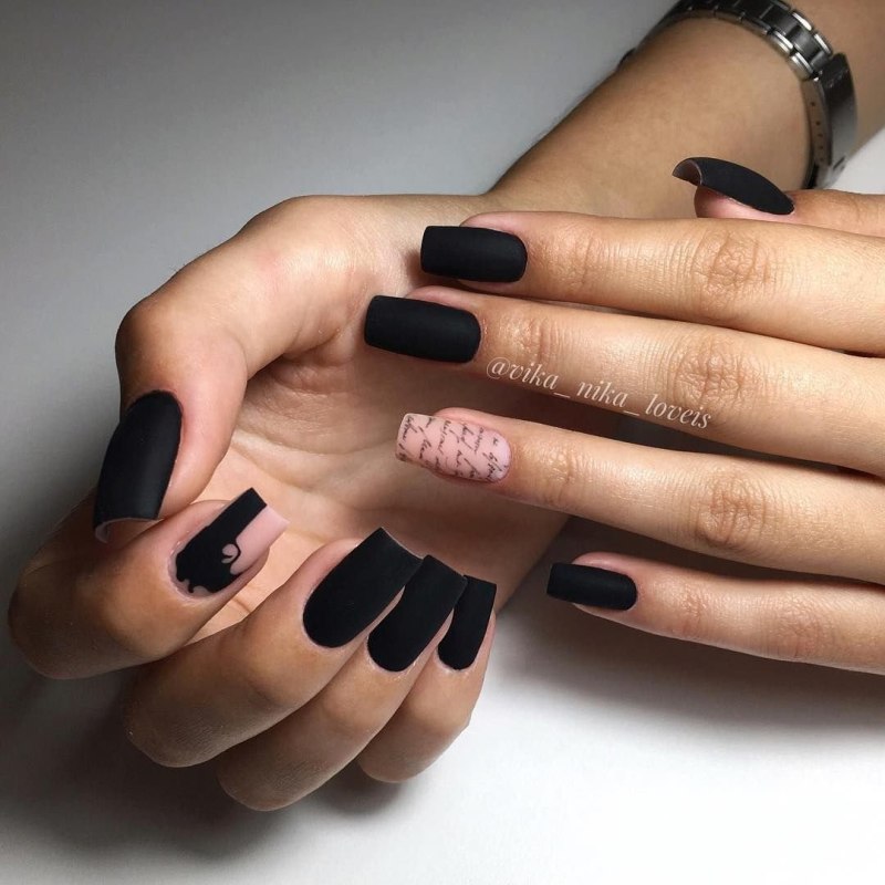 Матовый маникюр на форму балерина