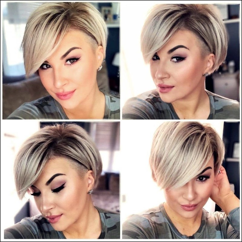 Пикси с удлиненной челкой и выбритым виском