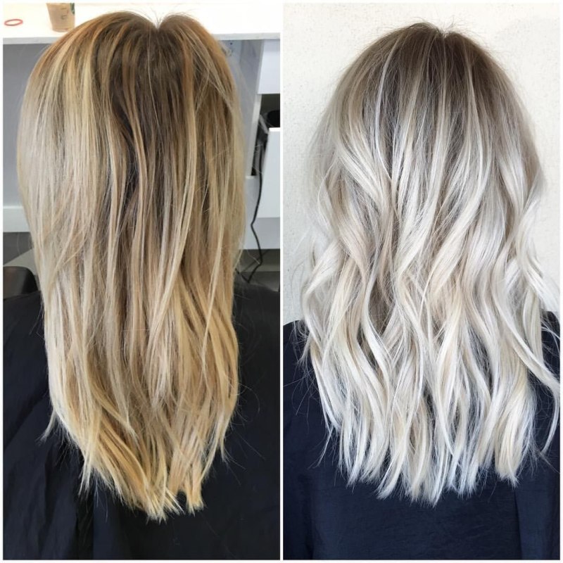 Блондирование на средние волосы