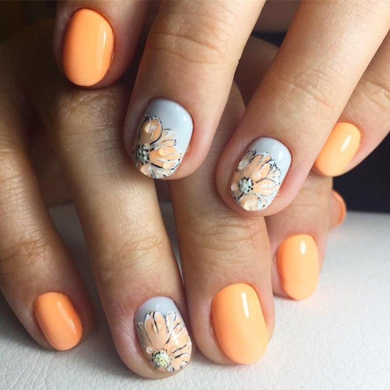 Осенний маникюр на короткие