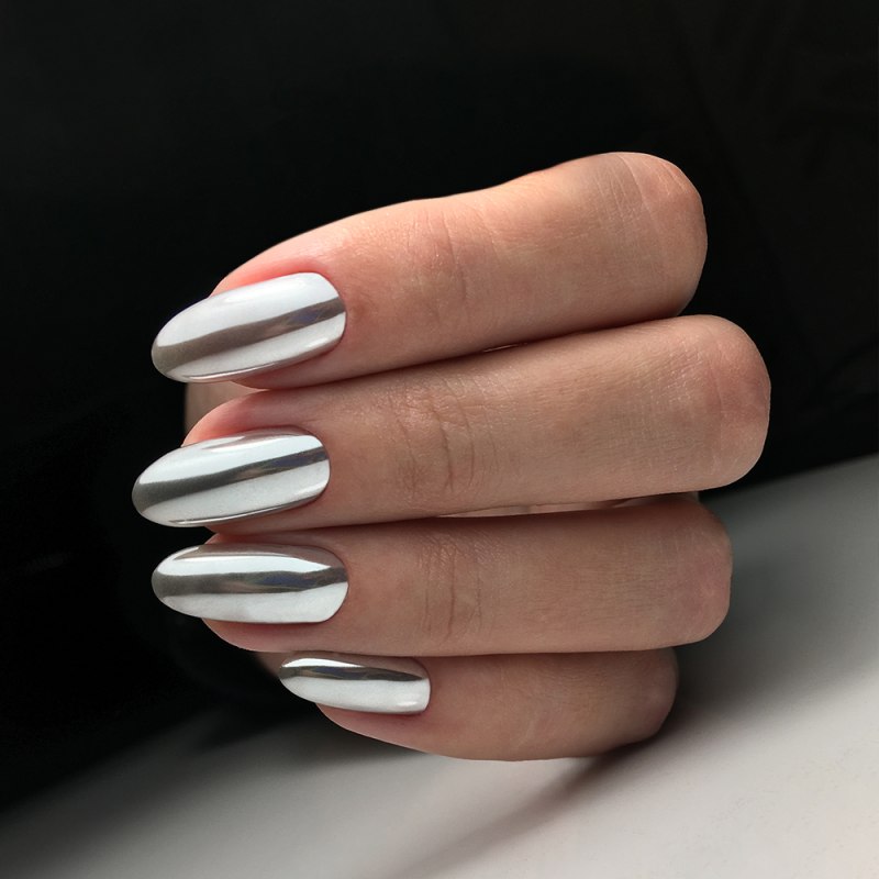 Ногти миндаль втирка зеркальная