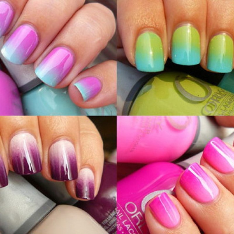 Покраска ногтей гель лаком омбре