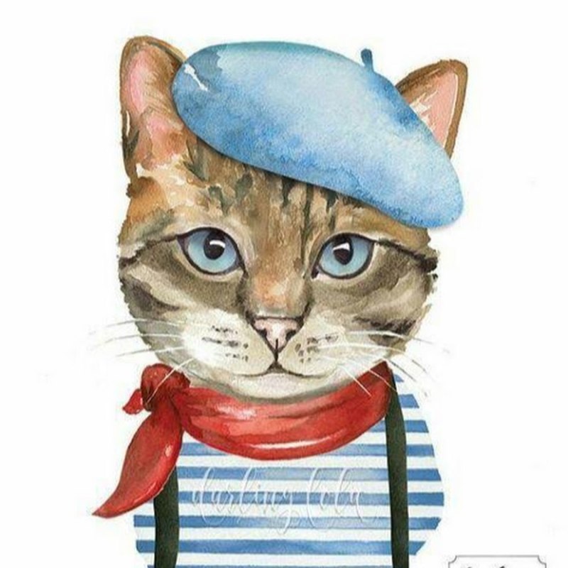 Стильная кошка рисунок