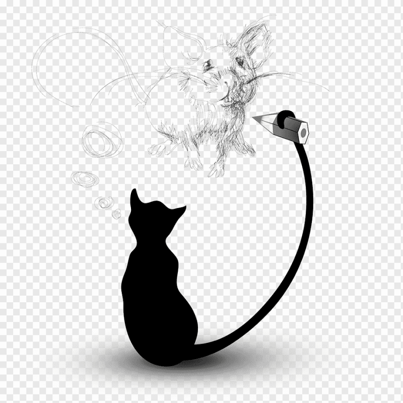 Силуэт кошки с мышкой