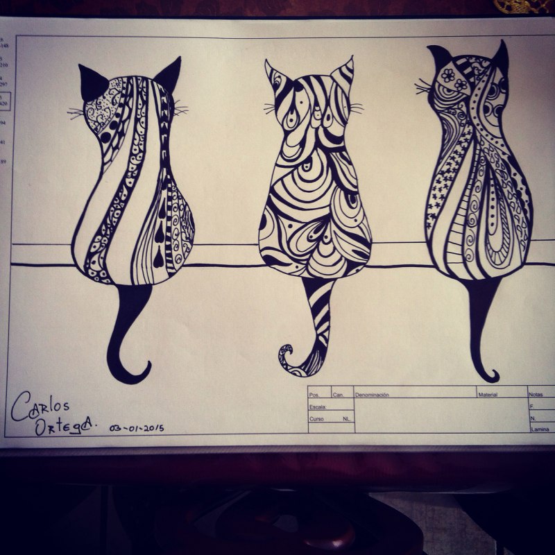 Стильная кошка рисунок