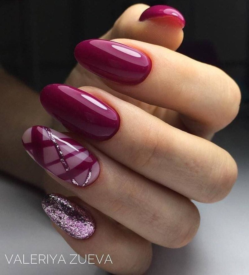Маникюр бордо марсала бургунди