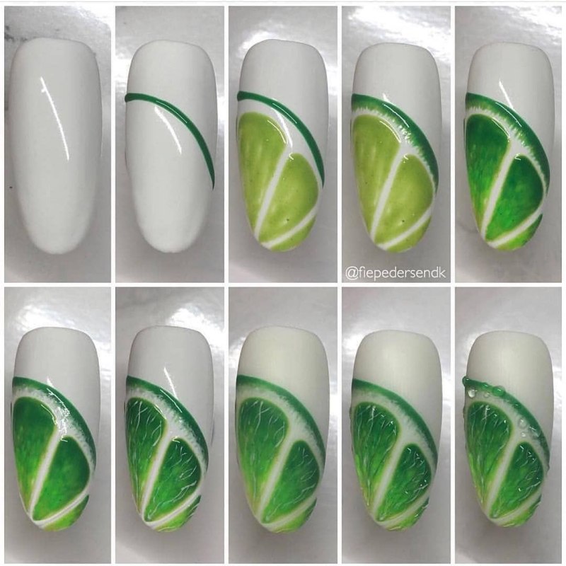 Желто-зеленый маникюр