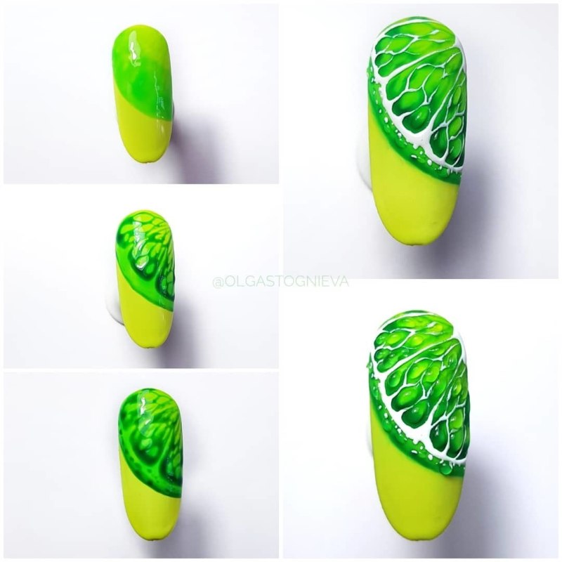 Маникюр на короткие ногти с фруктами