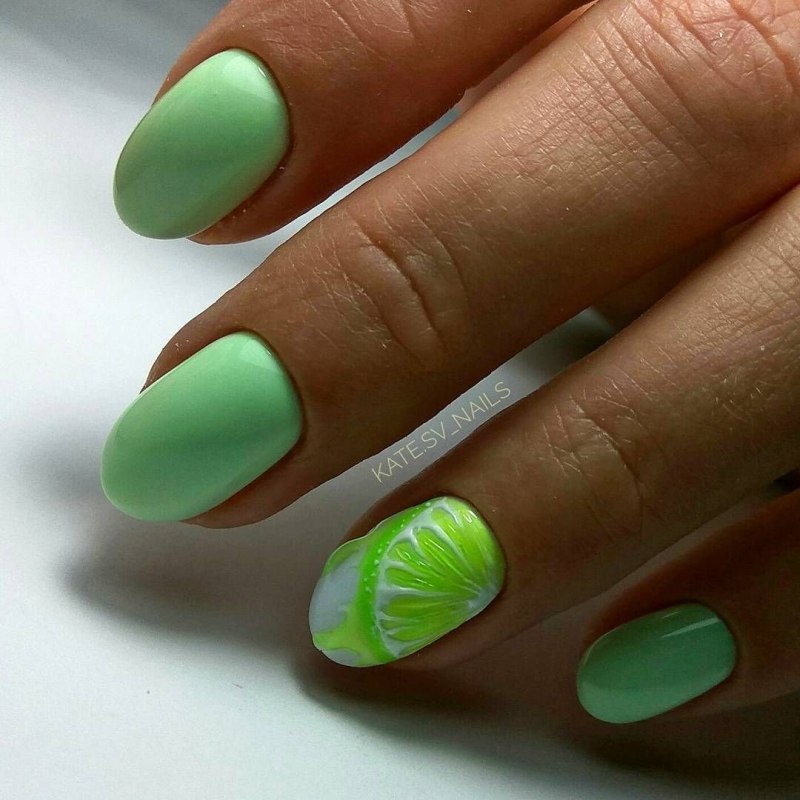 Маникюр лето салатовый