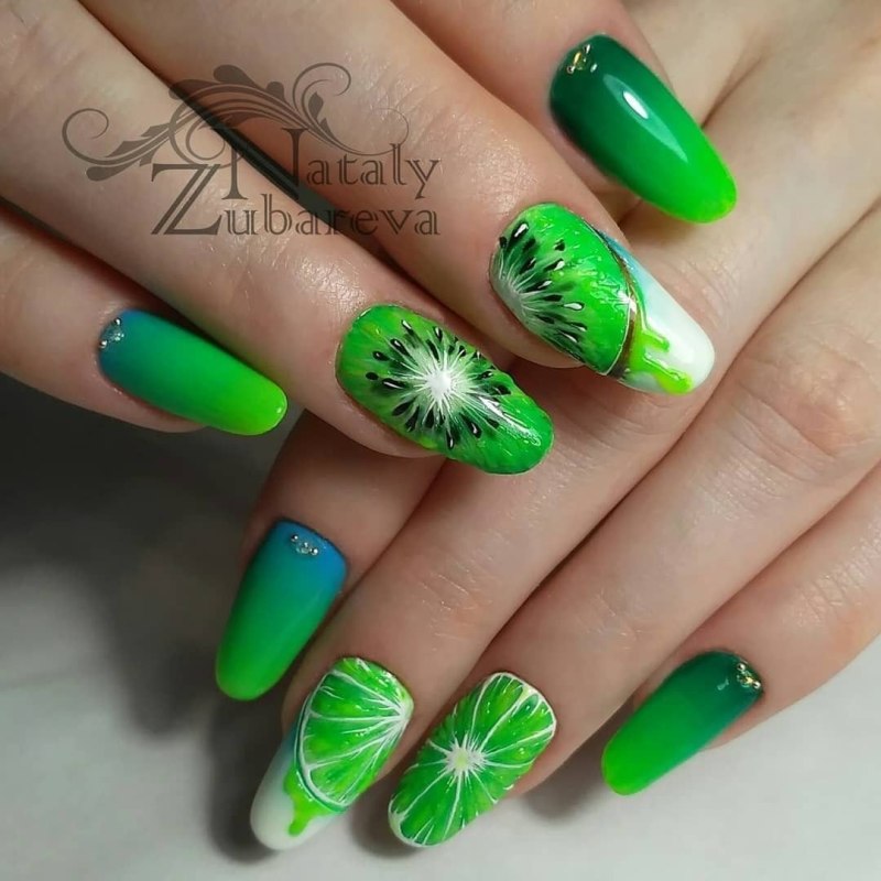 Ногти цвет лайм