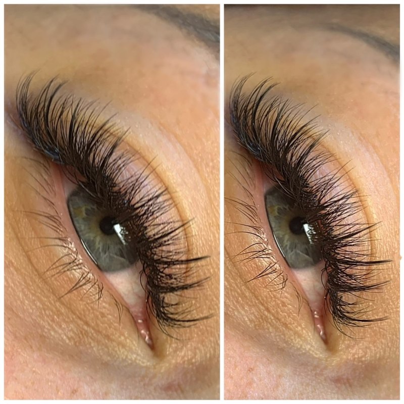 Нарощенные ресницы классика 2д изгиб с