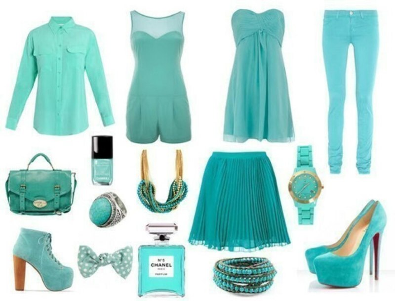 Образ в бирюзовом платье