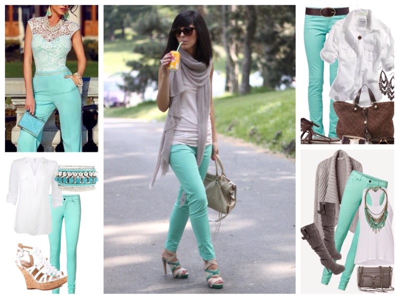 Бирюзовые брюки женские