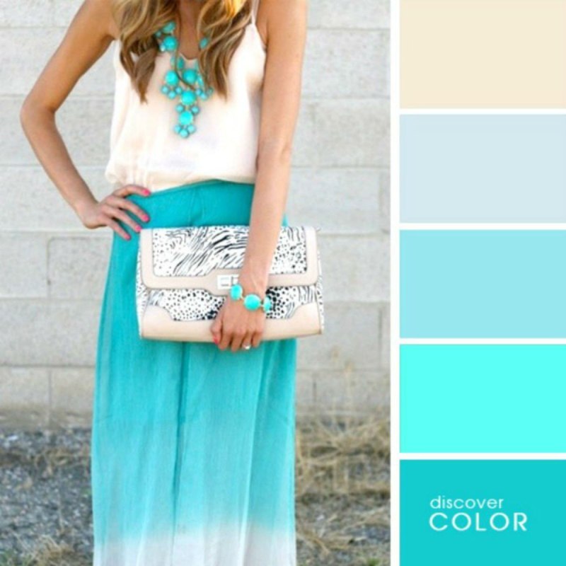 Образ с бирюзовыми брюками