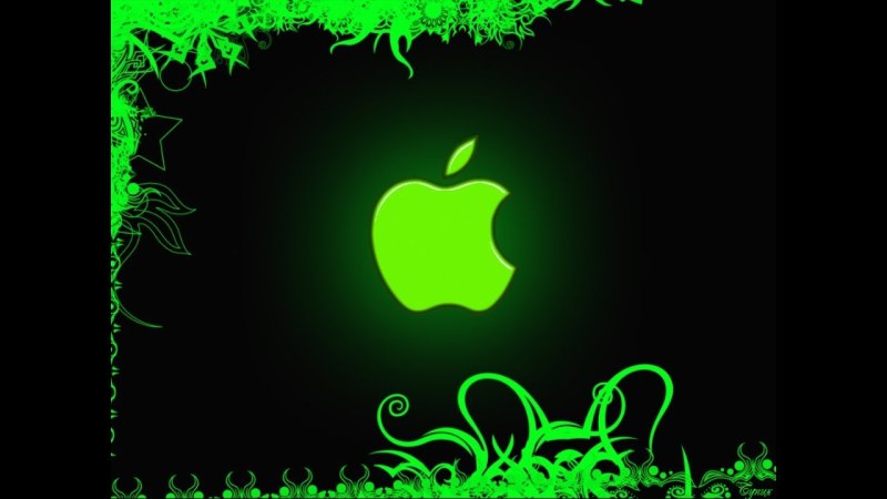 Apple зеленый на черном фоне