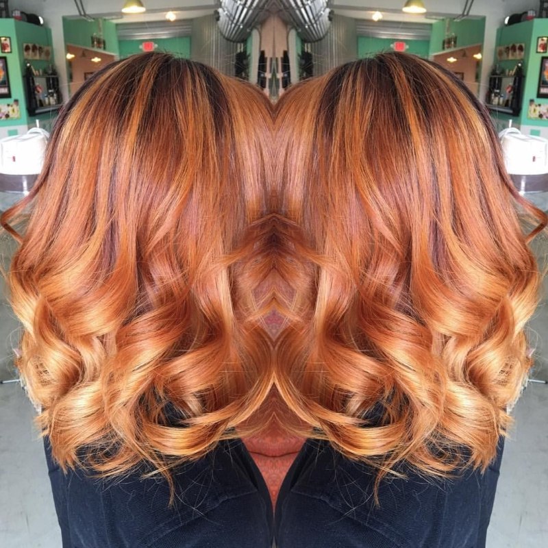 Венецианское мелирование на рыжие волосы