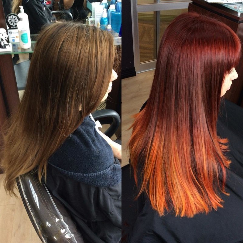 Балаяж на светло рыжие волосы