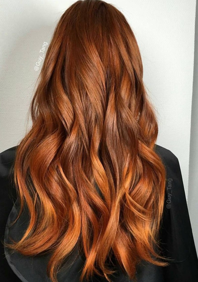 Окрашивание темных волос в рыжий