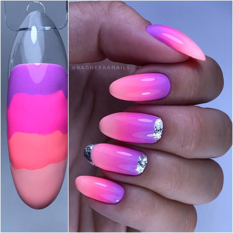 Градиент на ногтях пошагово