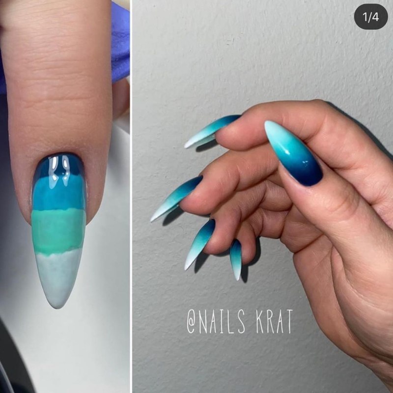 Раскладка градиента на ногтях по цветам