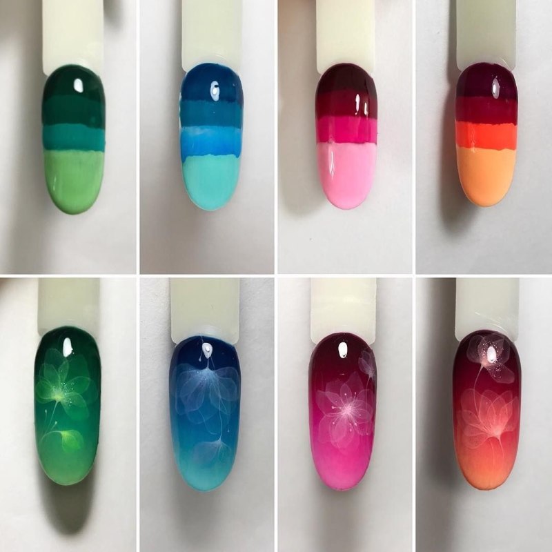 Градиент по цветам на ногтях