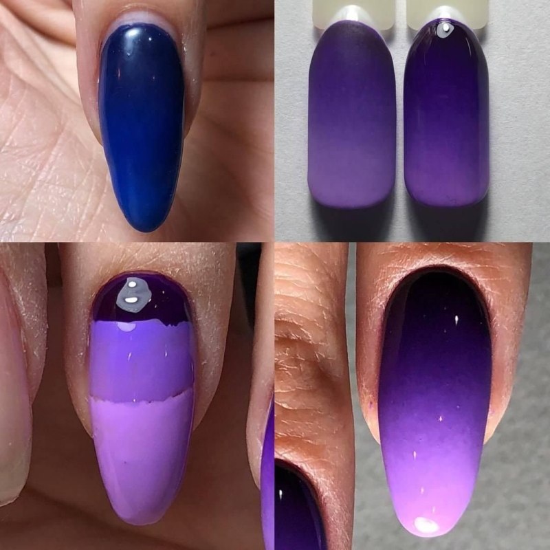 Трехцветный градиент на ногтях