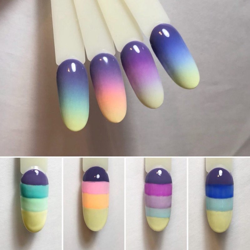 Градиентный маникюр пошагово