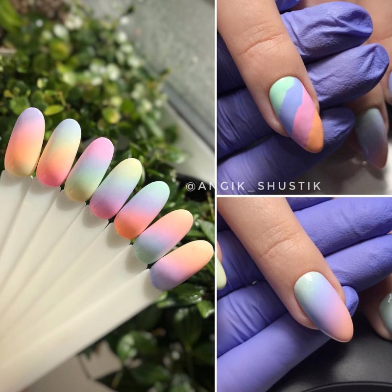 Бомбический маникюр с элементами омбре