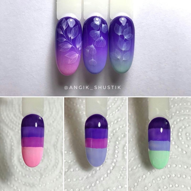 Маникюр омбре разноцветный