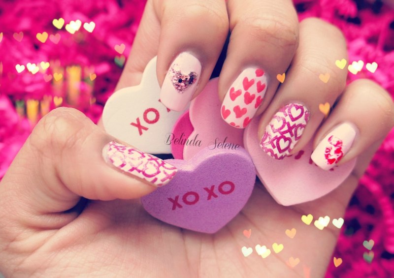 Красивые ногти с сердечками