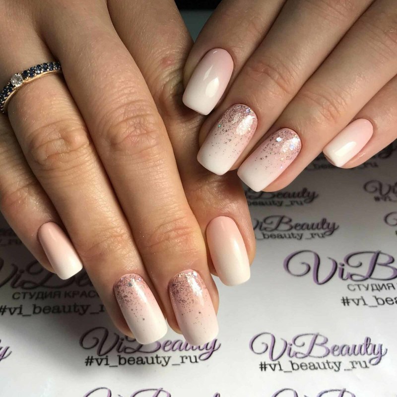 Маникюр омбре градиент нюдовый
