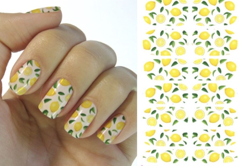 Жёлтый маникюр с ананасом