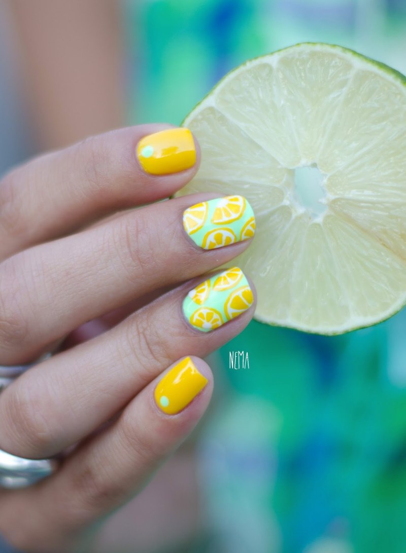 Маникюр лимонного цвета