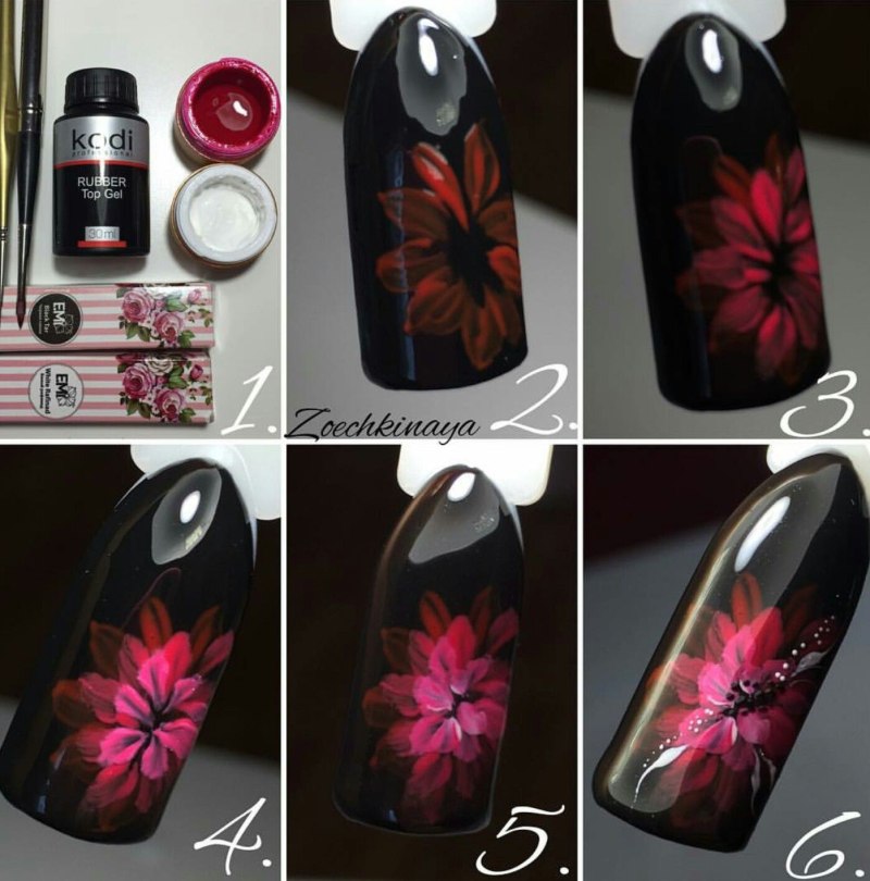 Яркий маникюр с росписью