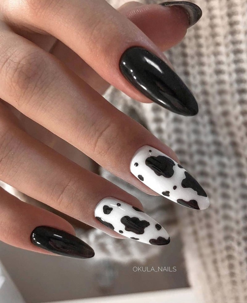 Ногти с расцветкой коровы