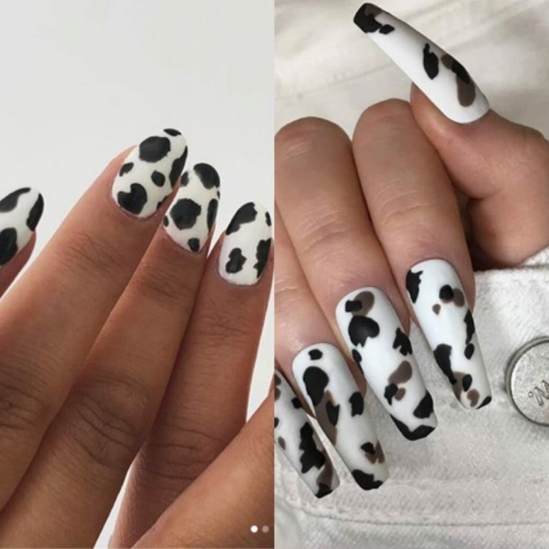 Маникюр коровий принт