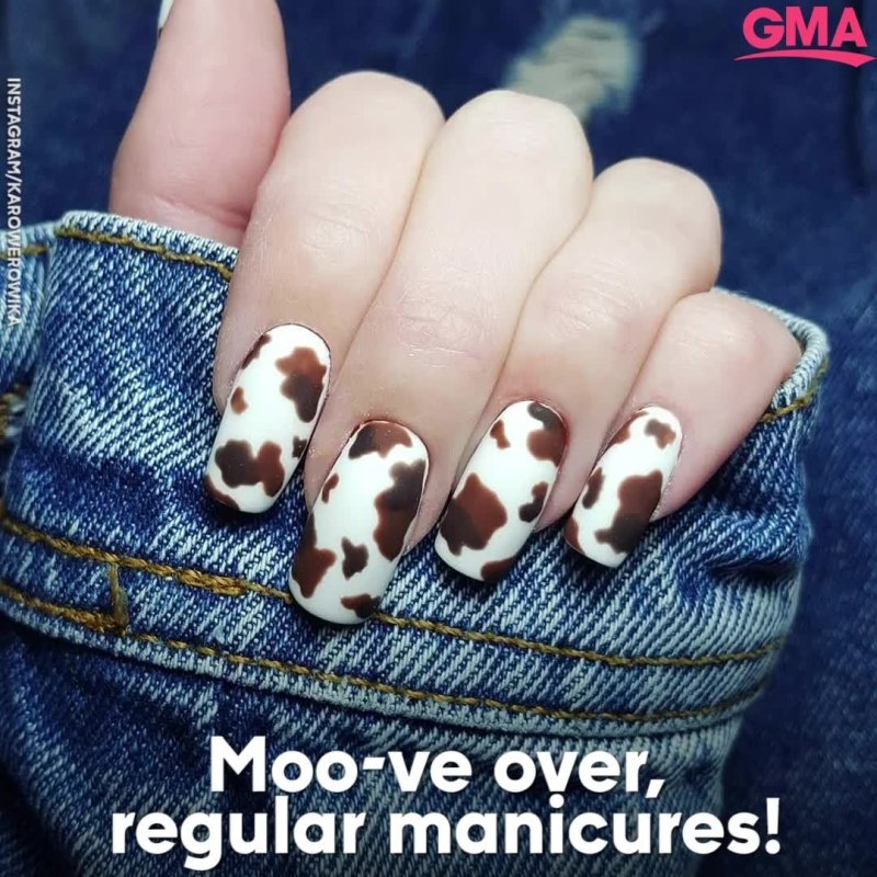Ногти с коровьим принтом