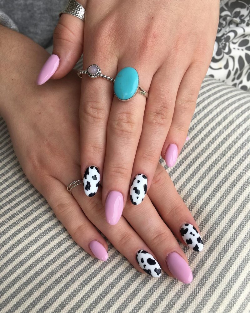 Ногти с коровьим принтом