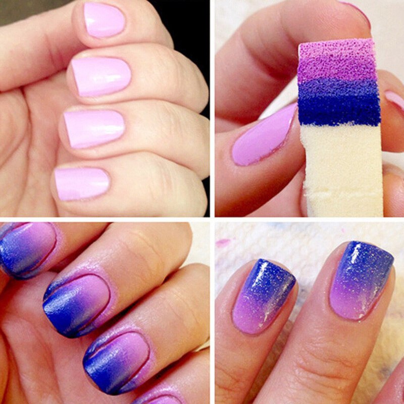 Маникюр омбре губкой